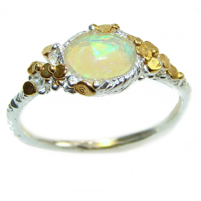 Vintage Design Genuine Ethiopian Opal .925 Sterling Silver handmade Ring size 9