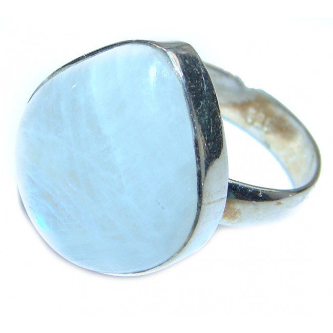 Rainbow Moonstone .925 Sterling Silver handmade Ring size 6 adjustable