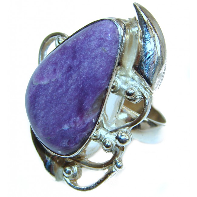 Huge Purple Turquoise .925 Sterling Silver handcrafted ring; s. 7 3/4