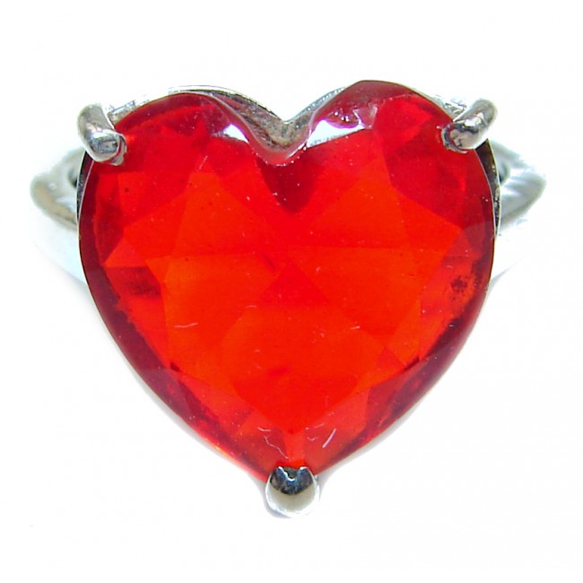 Sweet Heart Red Topaz .925 Silver handcrafted Ring s. 7 1/4