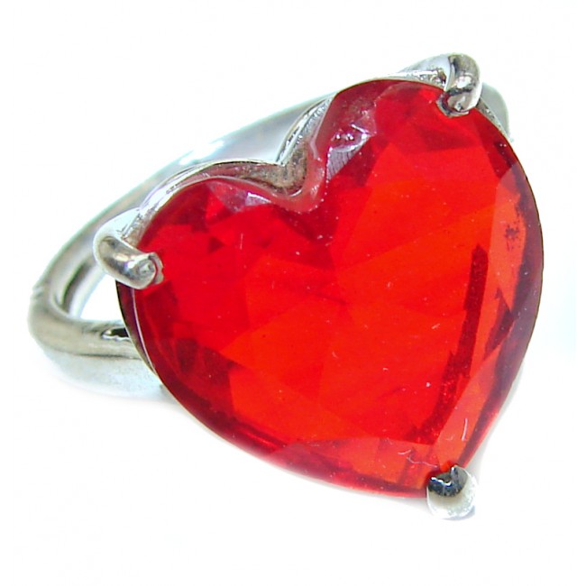 Sweet Heart Red Topaz .925 Silver handcrafted Ring s. 7 1/4