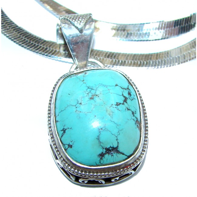 Chic Boho Style Turquoise .925 Sterling Silver statement necklace