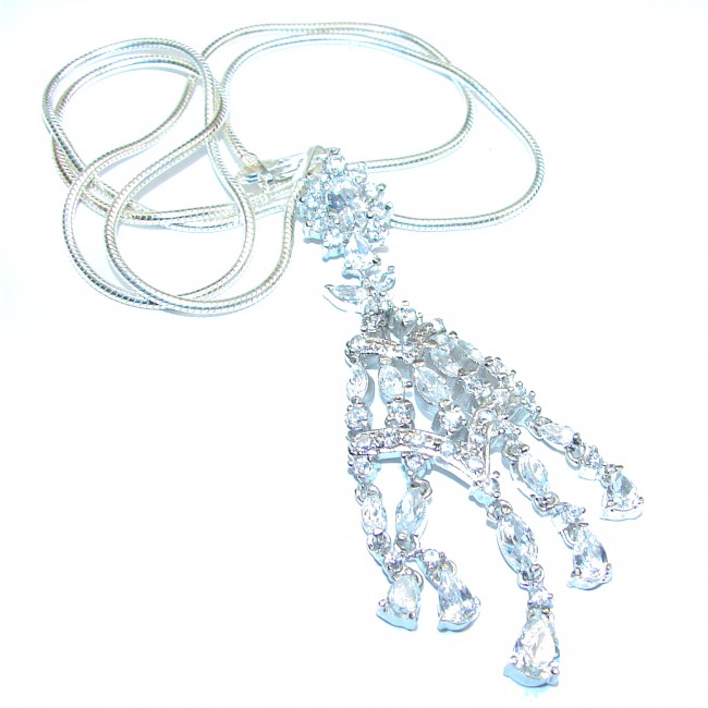 Incredible Posh Authentic White Topaz .925 Sterling Silver necklace