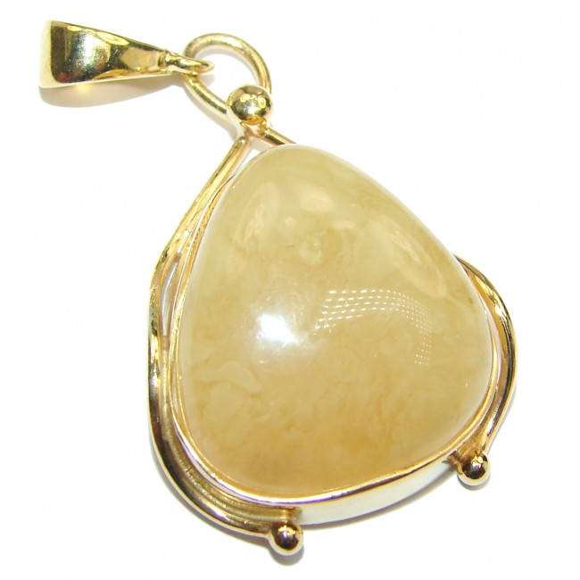 Natural Honey Baltic Amber 18k Gold .925 Sterling Silver handmade Pendant