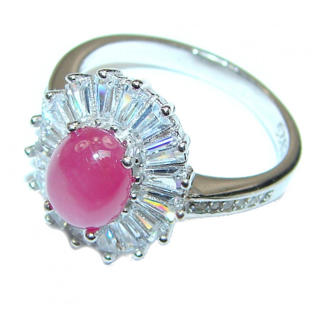 Genuine Star Ruby .925 Sterling Silver handcrafted Statement Ring size 7