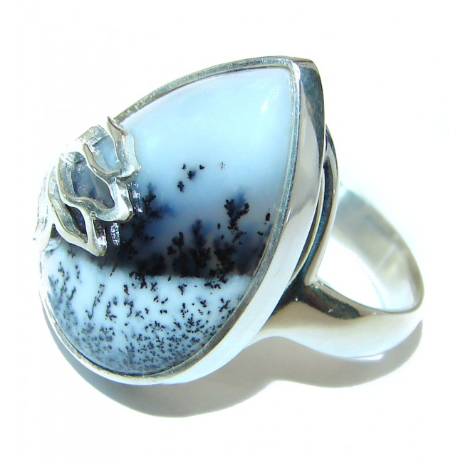 Oval cut Purple Perfection Dendritic Agate .925 Sterling Silver Ring size 7 adjustable