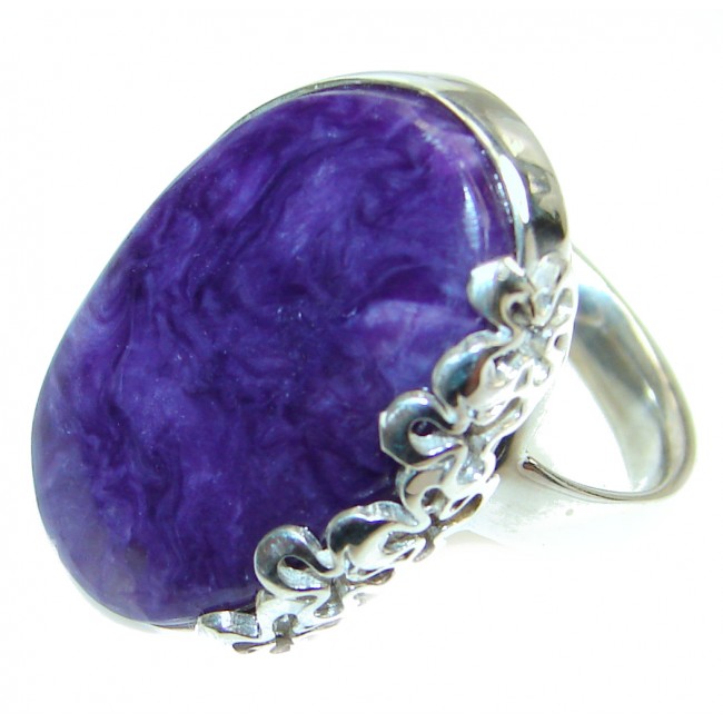 Natural Siberian Charoite .925 Sterling Silver handcrafted ring size 8 1/2