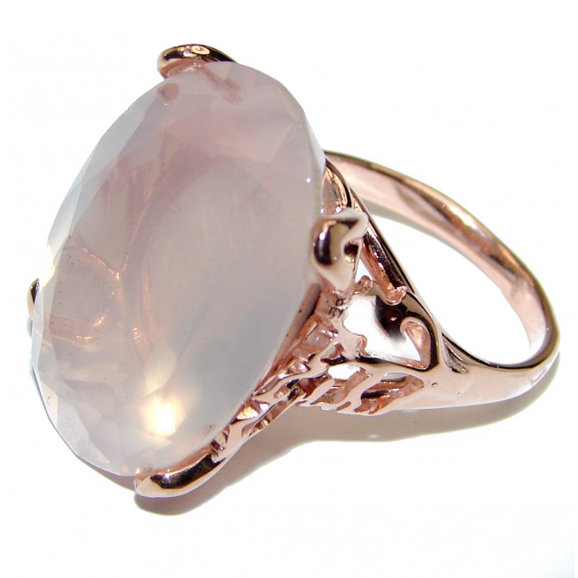 Bold 65ctw Rose Quartz 14K Gold over .925 Sterling Silver brilliantly handcrafted ring s. 8