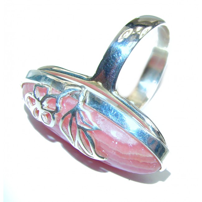 Argentinian Rhodochrosite .925 Sterling Silver handmade ring size 7 3/4