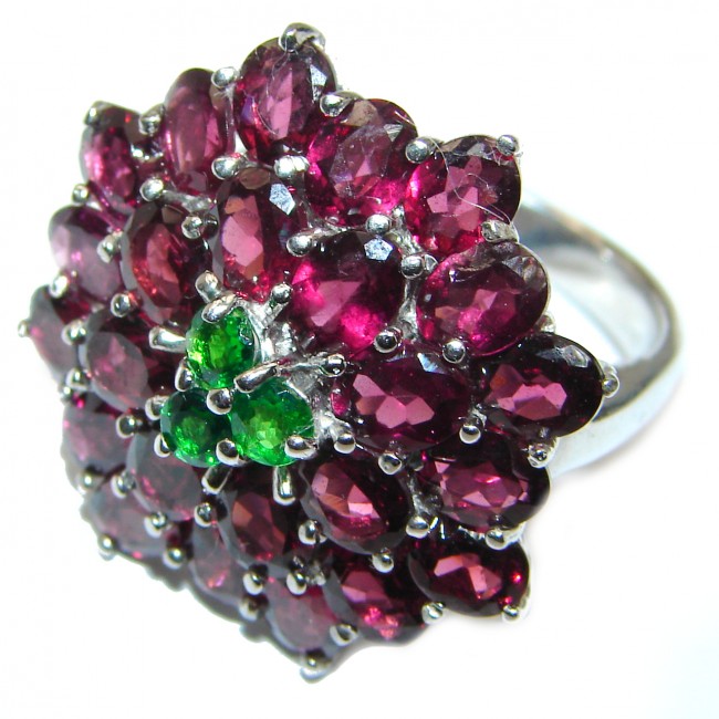 Dazzling natural Red Garnet & .925 Sterling Silver handcrafted ring size 8