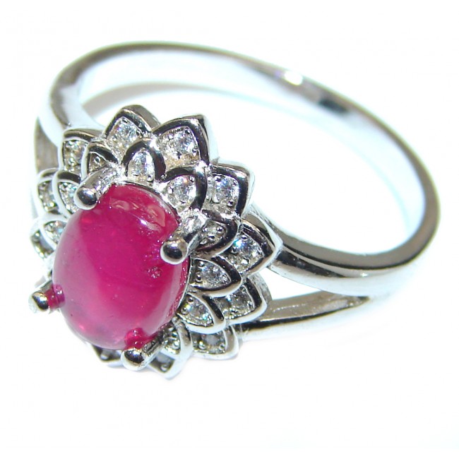 Genuine 2 ctw Ruby .925 Sterling Silver handcrafted Statement Ring size 7