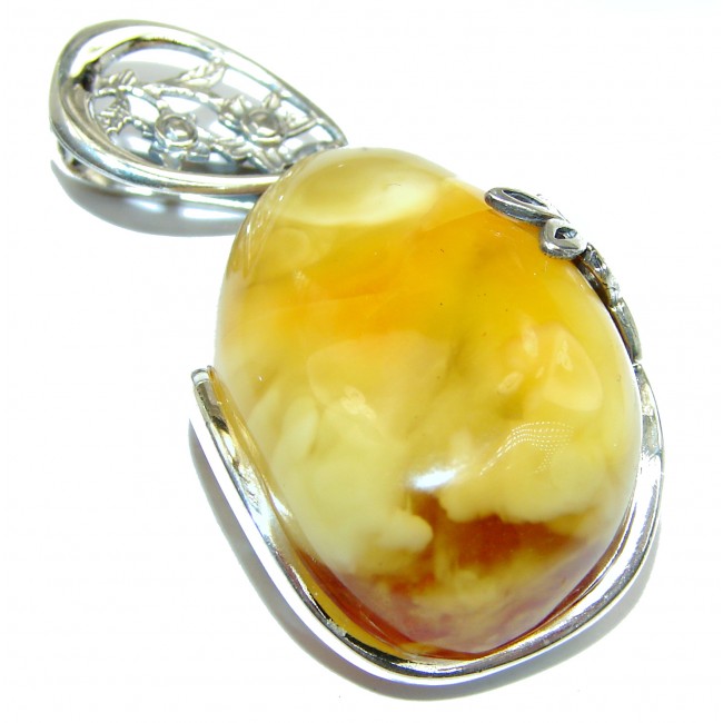 Natural Honey butterscotch Baltic Amber .925 Sterling Silver handmade Pendant