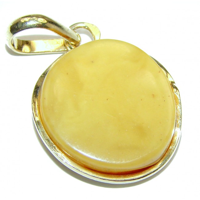 Natural Baltic Butterscotch Amber 18K GOLD OVER .925 Sterling Silver handmade Pendant