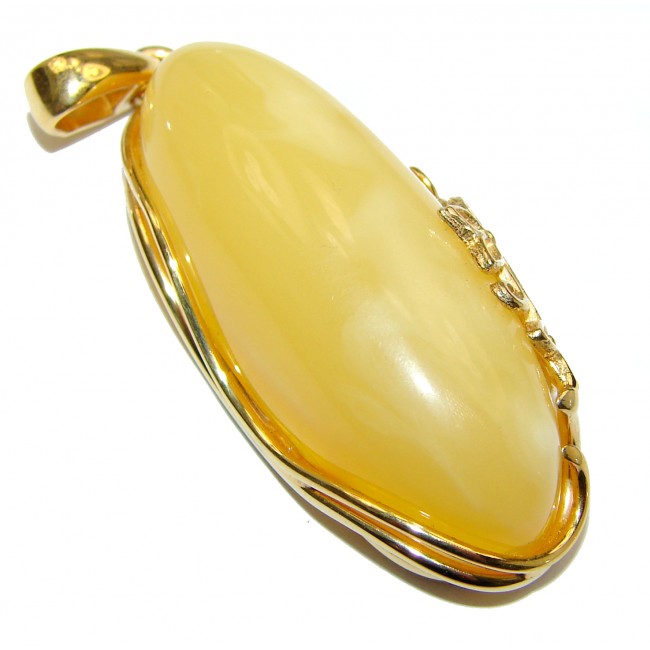 Incredible Beauty Natural Baltic Butterscotch Amber 18K GOLD OVER .925 Sterling Silver handmade Pendant