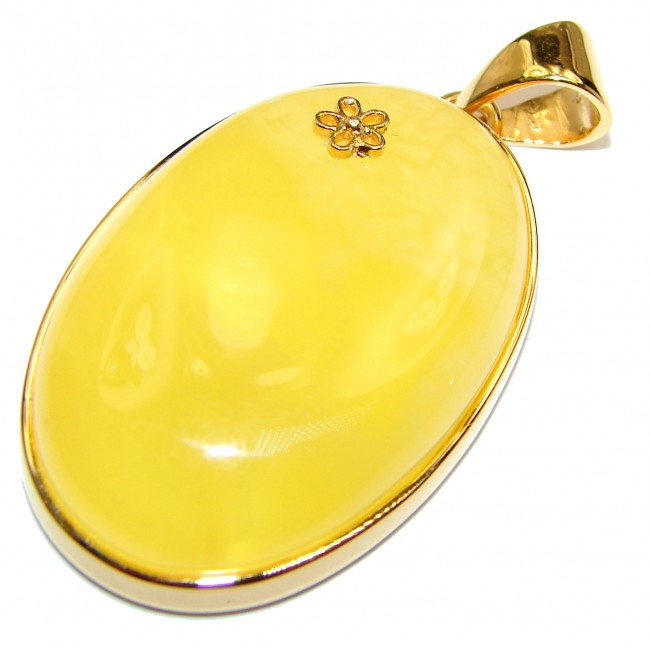 Natural Honey Baltic Amber 18k Gold .925 Sterling Silver handmade Pendant