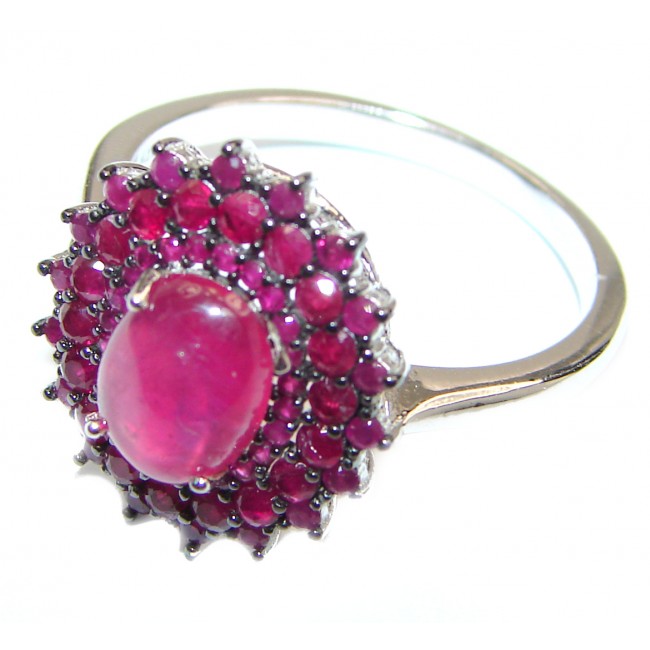 Genuine 8 ctw Ruby .925 Sterling Silver handcrafted Statement Ring size 8