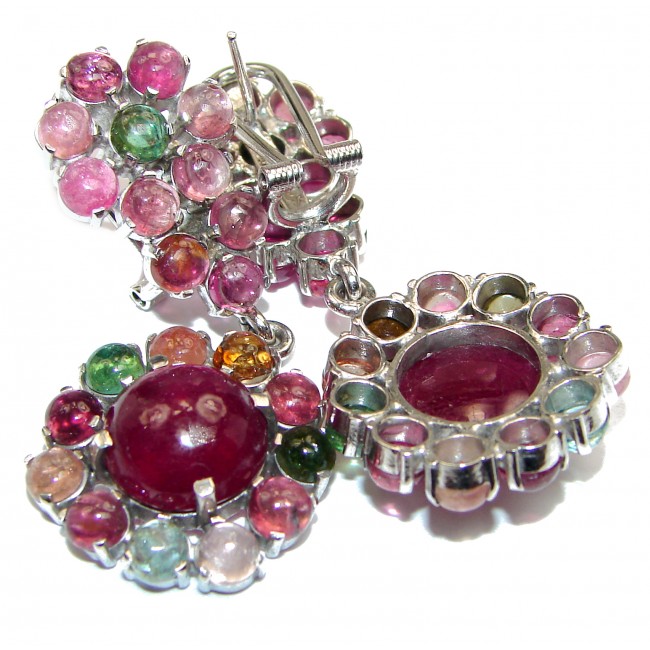 Stunning Huge Authentic Ruby .925 Sterling Silver handmade earrings