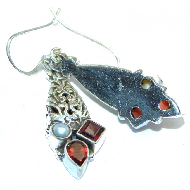 Nature Inspired Authentic Garnet .925 Sterling Silver handmade earrings