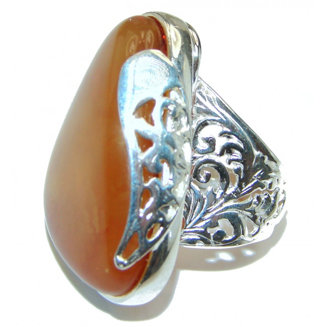 HUGE Genuine Butterscotch Baltic Amber .925 Sterling Silver handmade Ring size 8 1/2