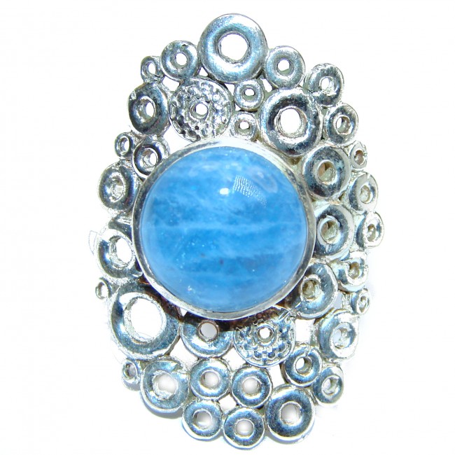Bouquet of Flowers Authentic Aquamarine .925 Sterling Silver handmade Ring s. 7 adjustable