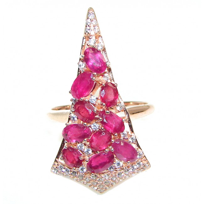 Victorian Style genuine Ruby & White Topaz .925 Sterling Silver ring; s. 7 1/4