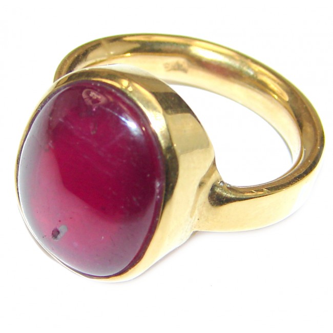 Large Genuine 31ctw Ruby 18K Gold over .925 Sterling Silver handcrafted Statement Ring size 6