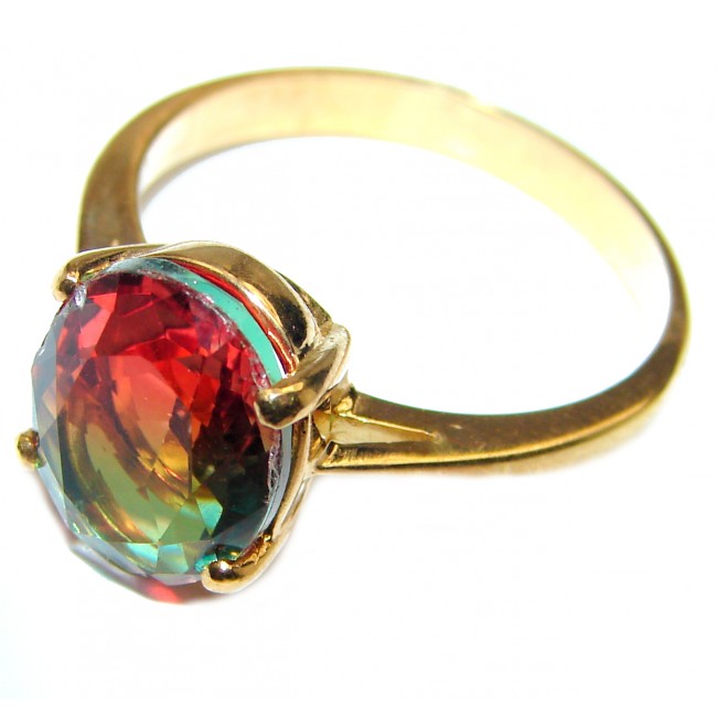 Top Quality Tourmaline 18K Gold over .925 Sterling Silver handcrafted Ring s. 8 1/4