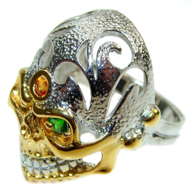 Ghost Rider Ruby Emerald .925 Sterling Silver Ring s. 9