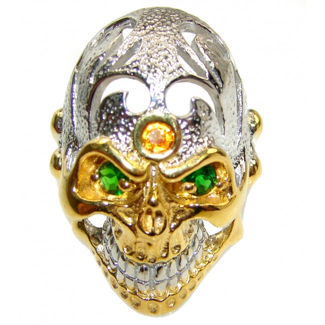 Ghost Rider Ruby Emerald .925 Sterling Silver Ring s. 9