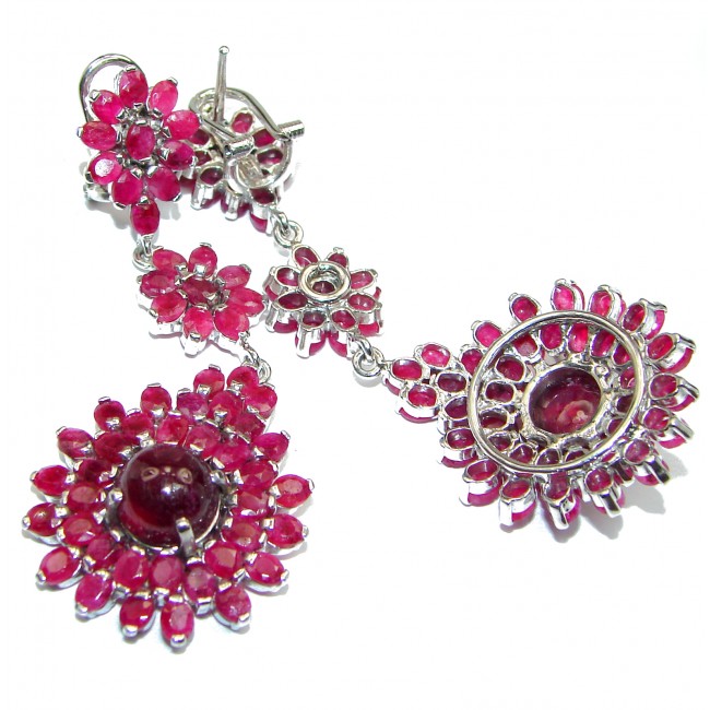 Stunning Huge Authentic Kashmir Ruby .925 Sterling Silver handmade LONG earrings