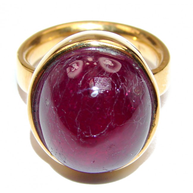 Large Genuine 31ctw Ruby 18K Gold over .925 Sterling Silver handcrafted Statement Ring size 7
