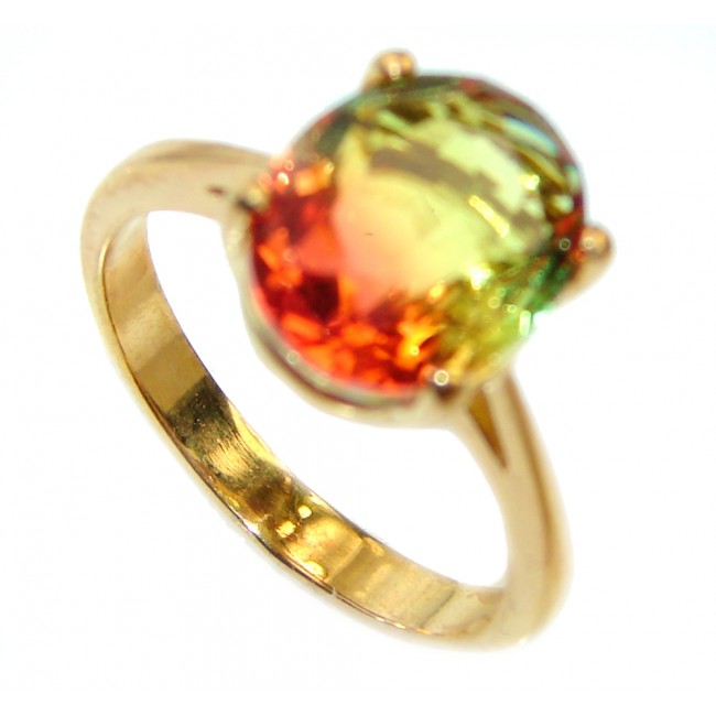 Top Quality Tourmaline 18K Gold over .925 Sterling Silver handcrafted Ring s. 7 1/4
