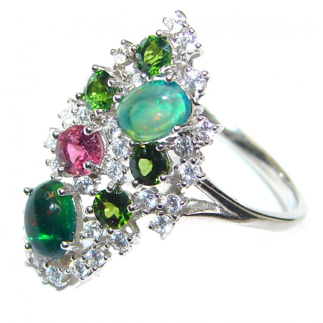 Fancy Chrome Diopside .925 Sterling Silver handcrafted ring size 9