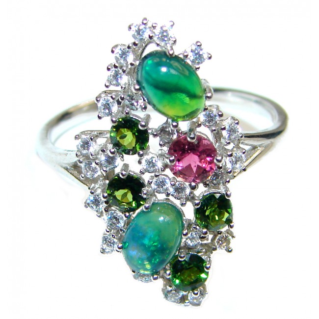 Fancy Chrome Diopside .925 Sterling Silver handcrafted ring size 9