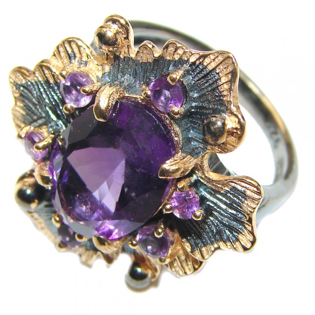Oval cut Purple Perfection Amethyst Garnet .925 Sterling Silver Ring size 9