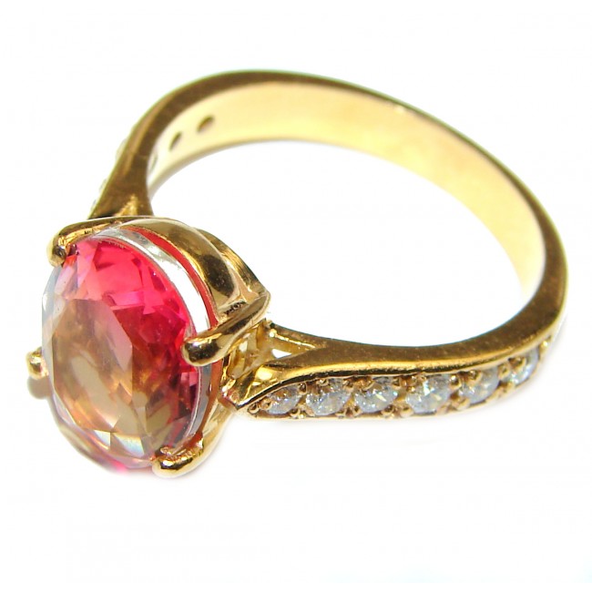 Top Quality Tourmaline 18K Gold over .925 Sterling Silver handcrafted Ring s. 8 3/4