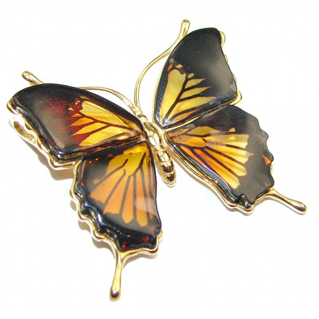 Butterfly Baltic Polish Amber .925 Sterling Silver handcrafted Pendant
