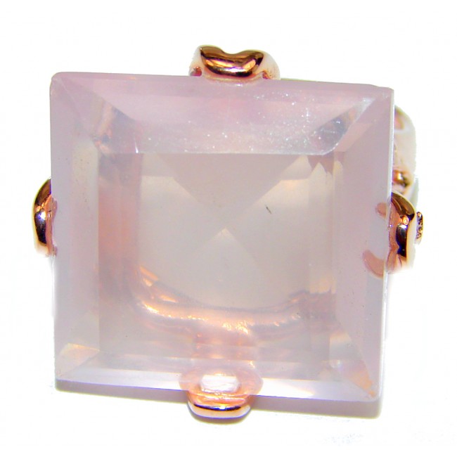 Princess Cut 55ctw Rose Quartz Rose Gold over .925 Sterling Silver brilliantly handcrafted ring s. 7