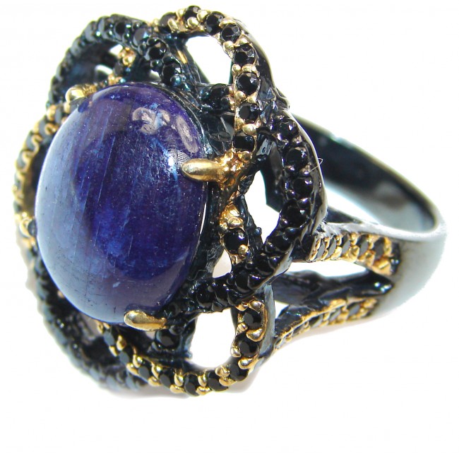 Great Sapphire black rhodium over .925 Sterling Silver Ring size 8 1/4