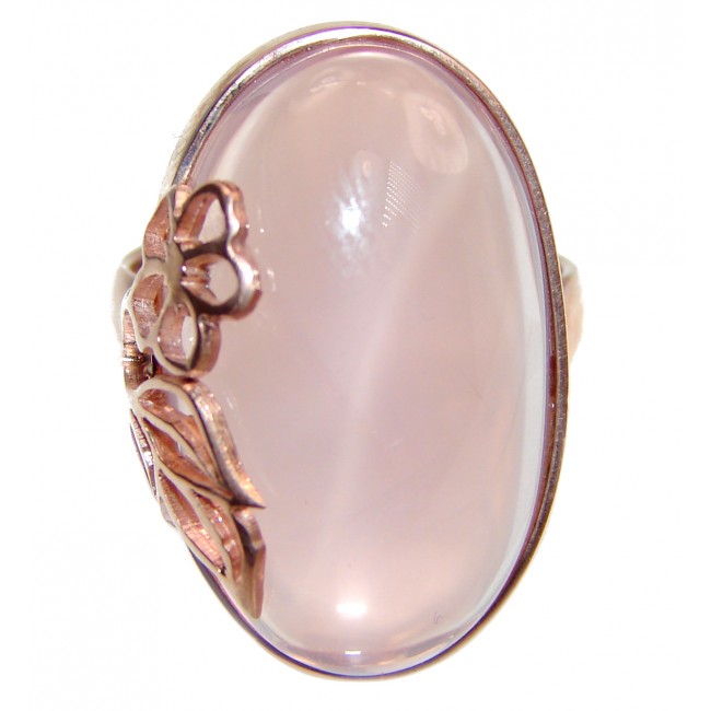 55ctw Rose Quartz Rose Gold over .925 Sterling Silver brilliantly handcrafted ring s. 8