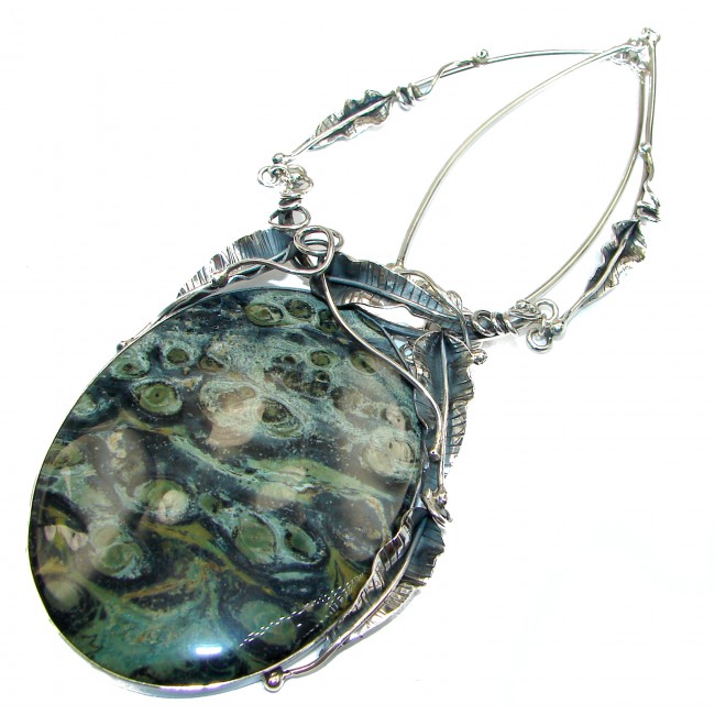 MASSIVE BEST QUALITY Rhyolite from New Zealand .925 Sterling Silver handmade Necklace