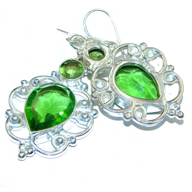 Mystic Fresh green Quartz .925 Sterling Silver earrings
