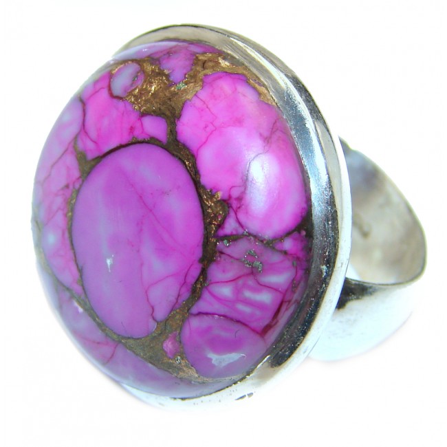 Purple Turquoise .925 Sterling Silver handcrafted ring; s. 7 1/2