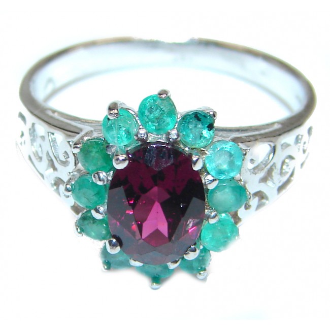 Genuine 4.5 ctw Ruby .925 Sterling Silver handcrafted Statement Ring size 8