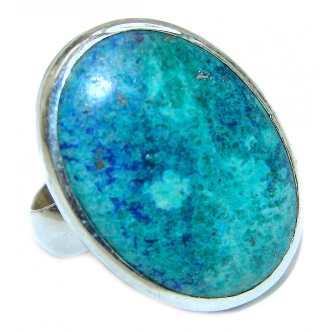 Stone Of Harmony Parrots Wing Chrysocolla .925 Sterling Silver ring s. 9 1/2