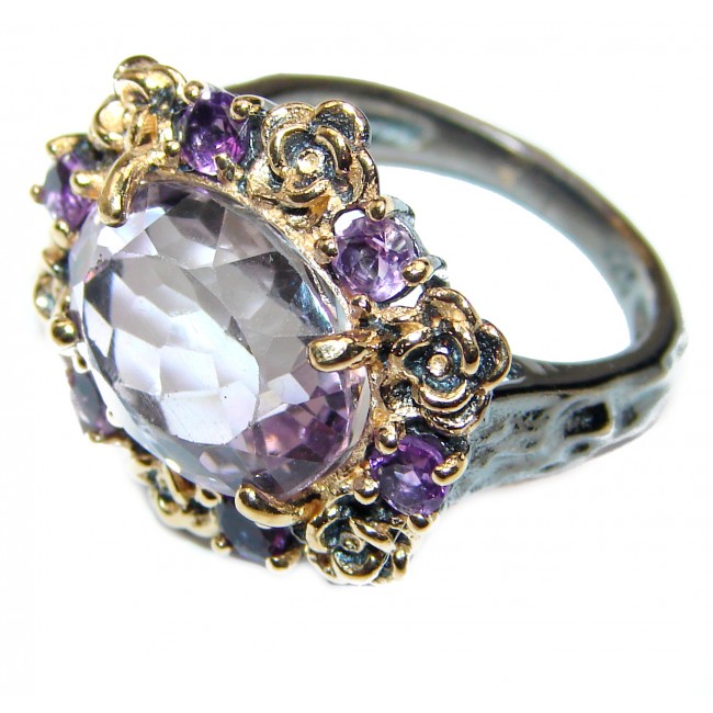 Spectacular genuine Pink Amethyst .925 Sterling Silver handcrafted Ring size 6 1/4