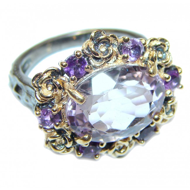 Spectacular genuine Pink Amethyst .925 Sterling Silver handcrafted Ring size 6 1/4