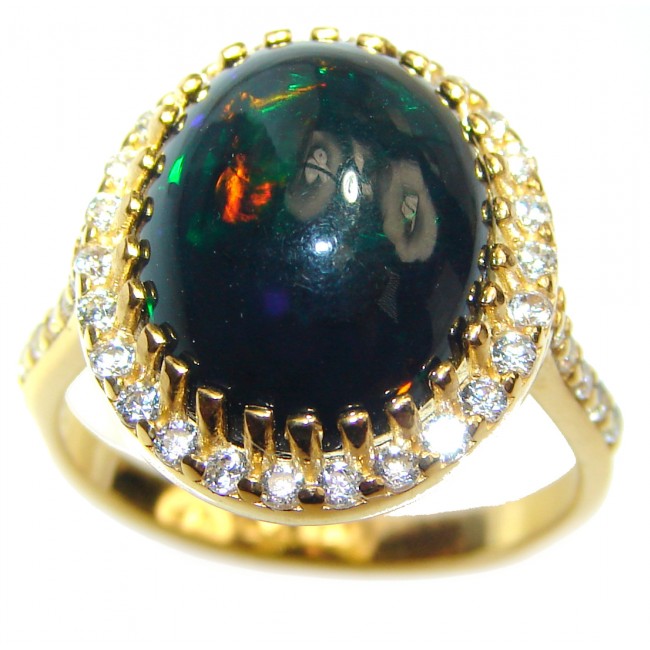 Vintage Design 2.5ctw Genuine Black Opal .925 Sterling Silver handmade Ring size 7 3/4