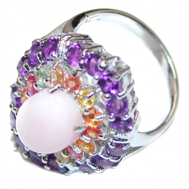 Pink Opal Sapphire .925 Sterling Silver handcrafted ring size 6 3/4