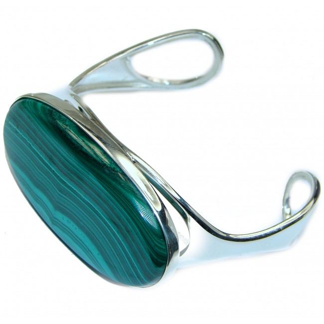 Eternal Paradise 57.8 grams Natural Malachite highly polished .925 Sterling Silver handcrafted Bracelet / Cuff